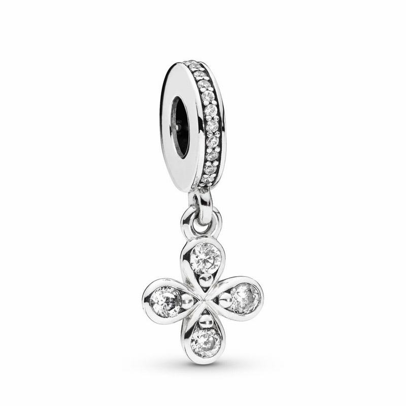 Pandora Four-Petal Flower Dangle Charm Silver Egypt DP0381256